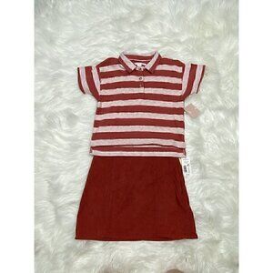 O'NEILL Girls Small Collared Top Striped GB GIRLS Corduroy Skirt Outfit Rust
